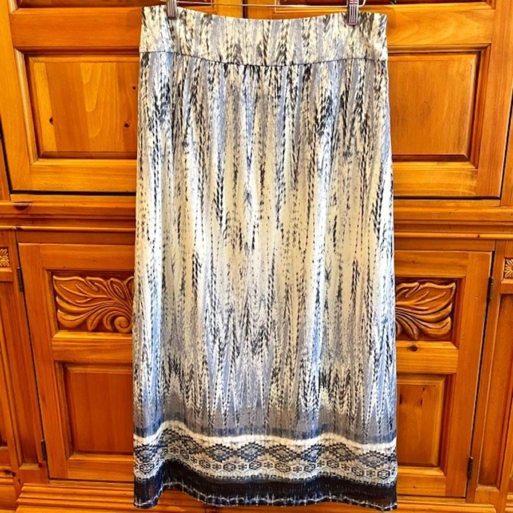 Chico's Ikat Print Maxi Skirt - Indigo Blue - Size 1/8US